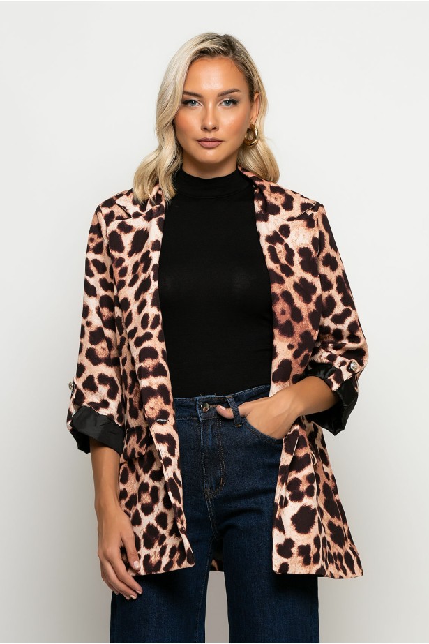 Blazer leopard print μπεζ