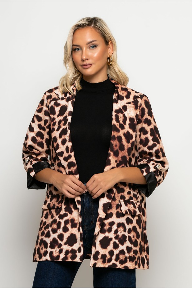 Blazer leopard print μπεζ