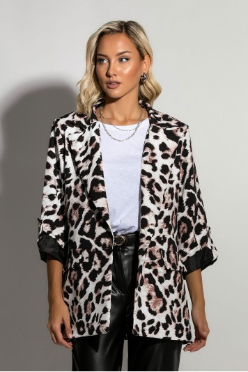 Blazer leopard print μπεζ