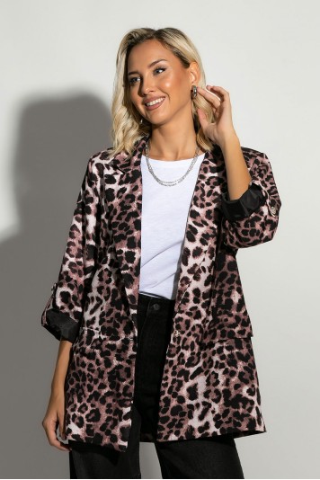 Blazer leopard print μπεζ