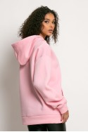 Μπλούζα φούτερ με κουκούλα επένδυση φλις και στάμπα (U) ροζ