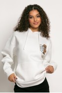 Μπλούζα φούτερ με κουκούλα επένδυση φλις και στάμπα (U) εκρού