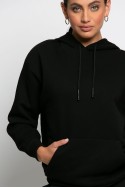 Μπλούζα φούτερ με κουκούλα και επένδυση φλις μαύρο