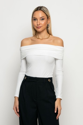 Κορμάκι off shoulder λευκό