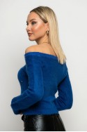 Cropped πλεκτό off shoulder με στρας ρουά