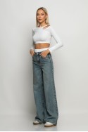 Boxer jean wide leg μπλε