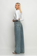 Boxer jean wide leg μπλε