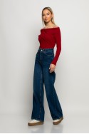 Jean mom fit wide leg μπλε σκούρο