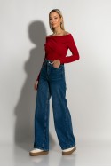 Jean mom fit wide leg μπλε σκούρο