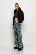 Jean wide leg leopard print μαύρο