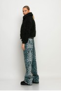 Jean wide leg leopard print μαύρο