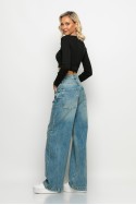 Jean wide leg με μεγάλες τσέπες μπλε