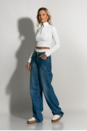 Wide leg baggy boxer jean μπλε