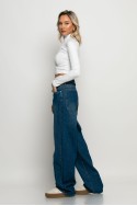 Wide leg baggy boxer jean μπλε