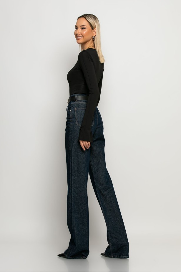 Jean wide leg μπλε ντένιμ