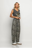 Jean loose fit leopard print γκρι