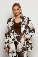 Σετ παντελόνα και blazer cow print μπεζ