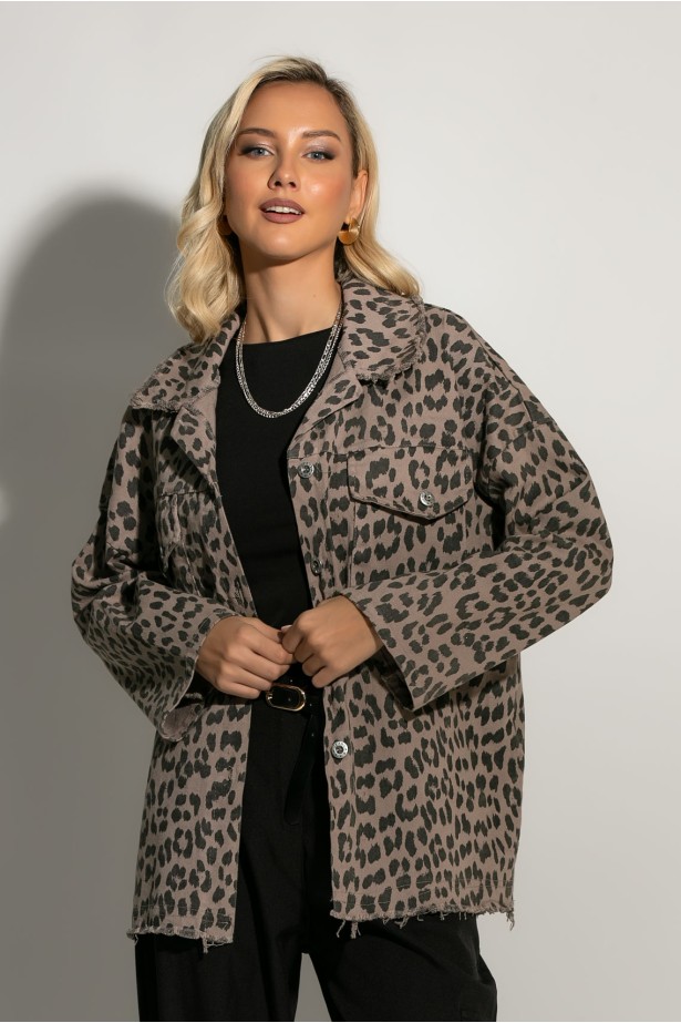 Jean jacket leopard print πούρο