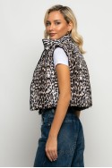 Puffer αμάνικο double face leopard print καφέ