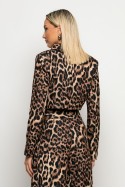 Cropped leopard print σακάκι μπεζ